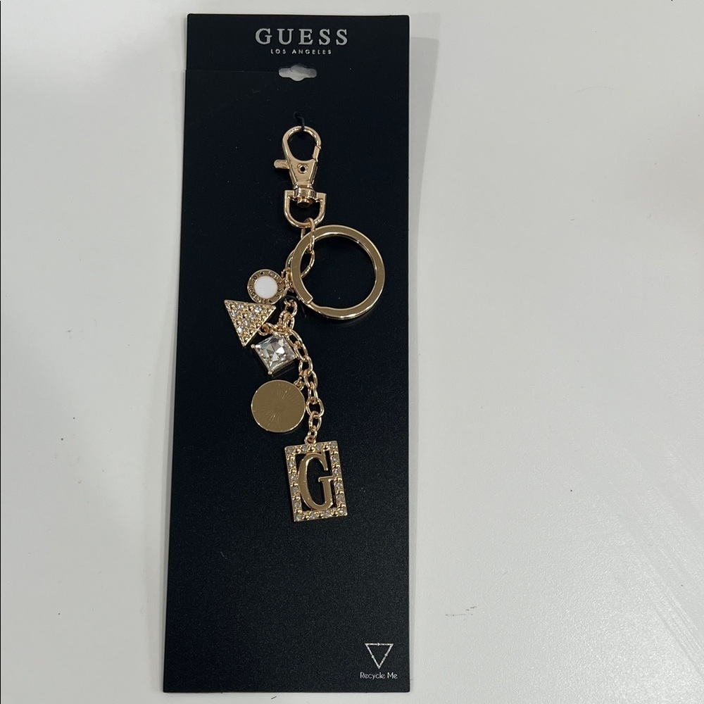 Guess Gold Charm Key Holder Bag Charm NWT